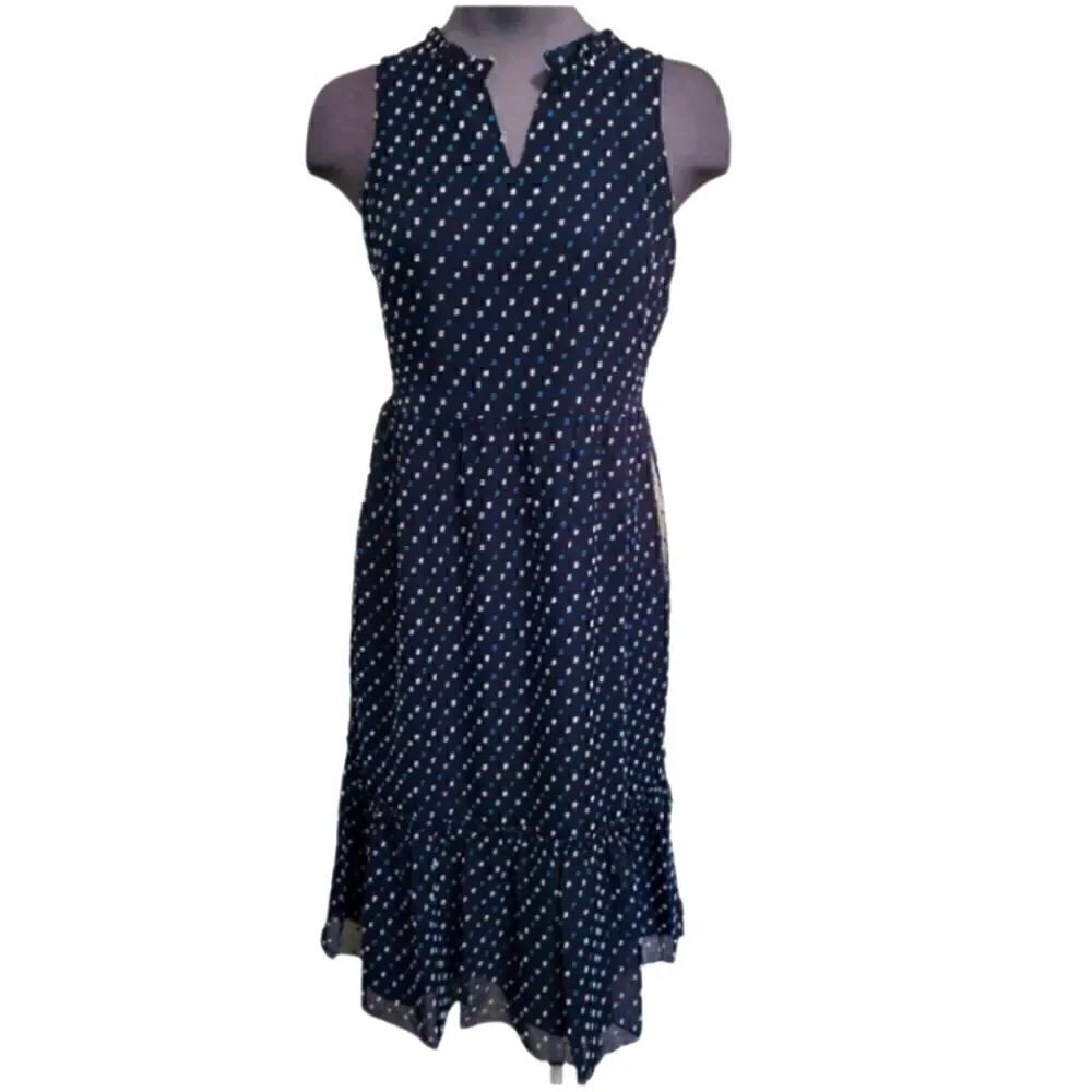 NWT LOFT OUTLET SLEEVELESS V-NECK NAVY DRESS W/ LINING SZ.0